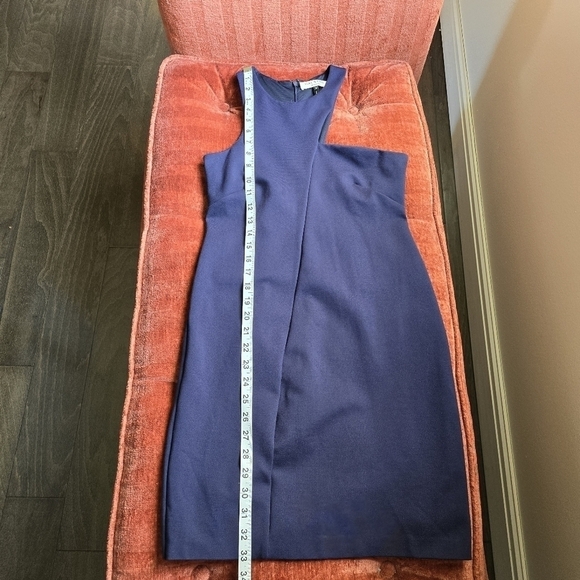 Halston Heritage Asymmetrical Neckline Purple Mini Sheath Dress Sz. S - Picture 9 of 10